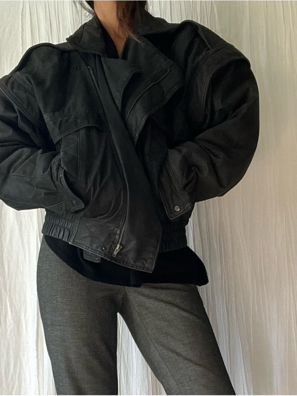 Black Oversized Bomber Jacket